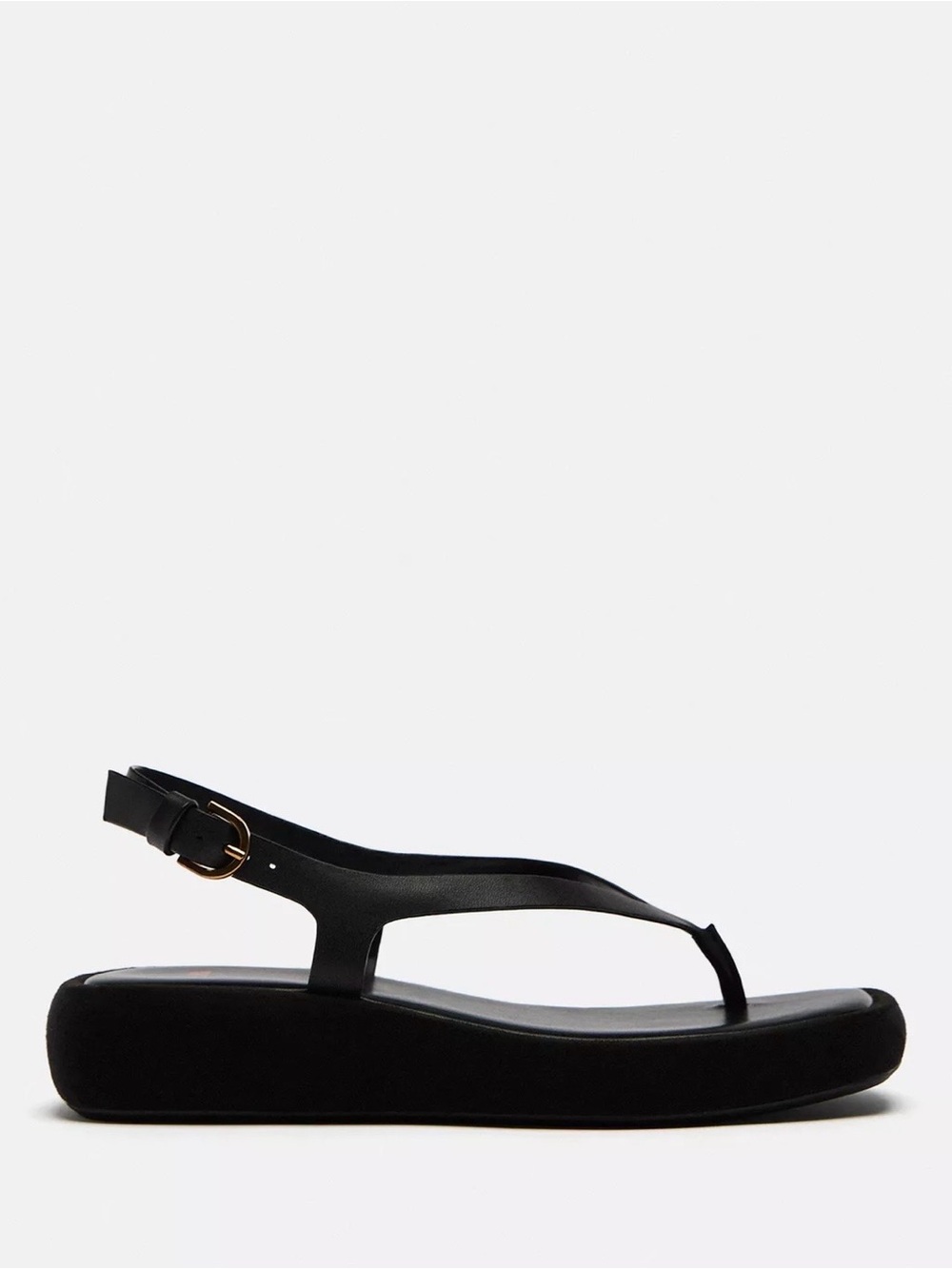 Zara Flatform leather sandals Black Women size 41